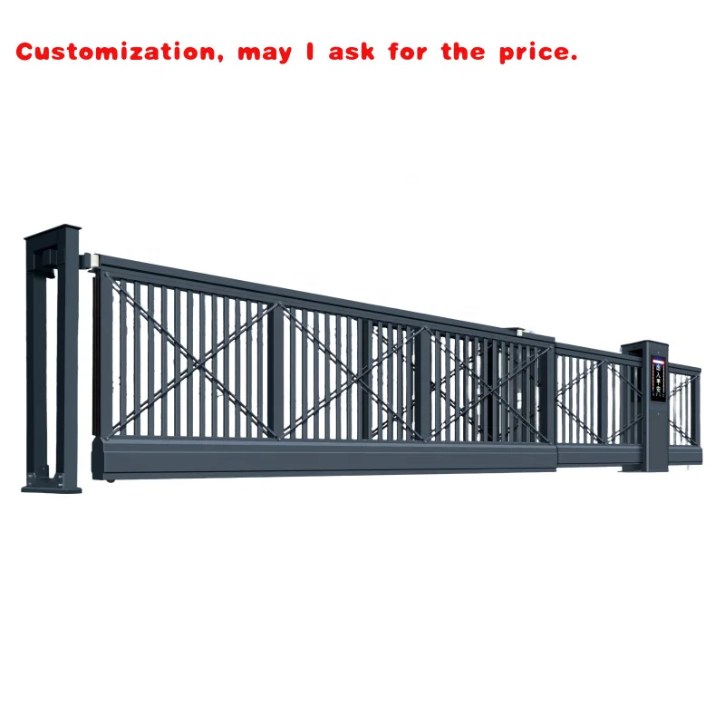 custom.Heavy Duty Aluminum Security Sliding Gate Automatic Industrial Front Fence Cantilever Design Courtyards Outd