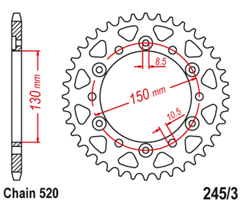 520 Motorcycle Rear Sprocket For Yamaha YZF600R YZF 600R 1996-2007 YZF750R 1993-1997 FZ400 4YR 1997