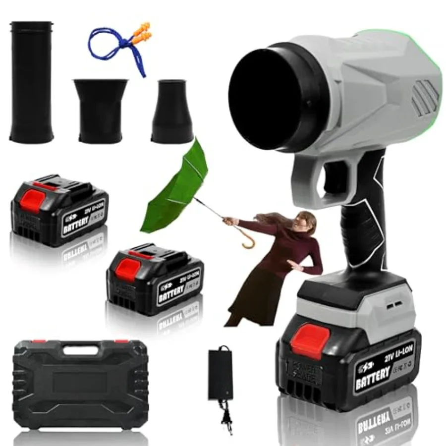 

Аккумуляторная легкая электрическая ручная воздуходувка для листьев с 3 удлинительными трубками и 2 аккумуляторами 4.0 Ач, регулируемая скорость