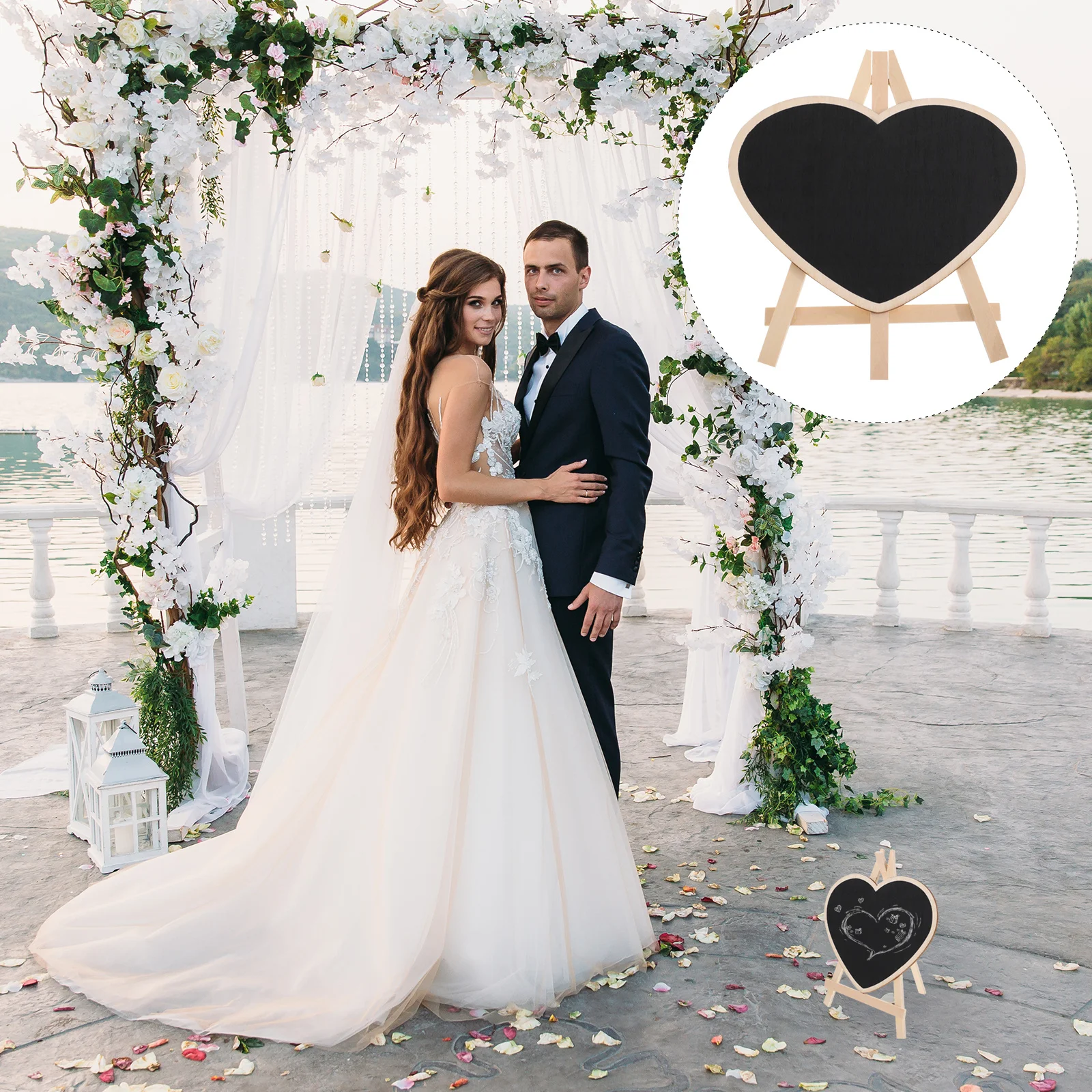 

5Pcs Mini Wooden Message Blackboard Decorative Chalkboard for Wedding Party Home Kitchen Office Memo Board Wedding Blackboard