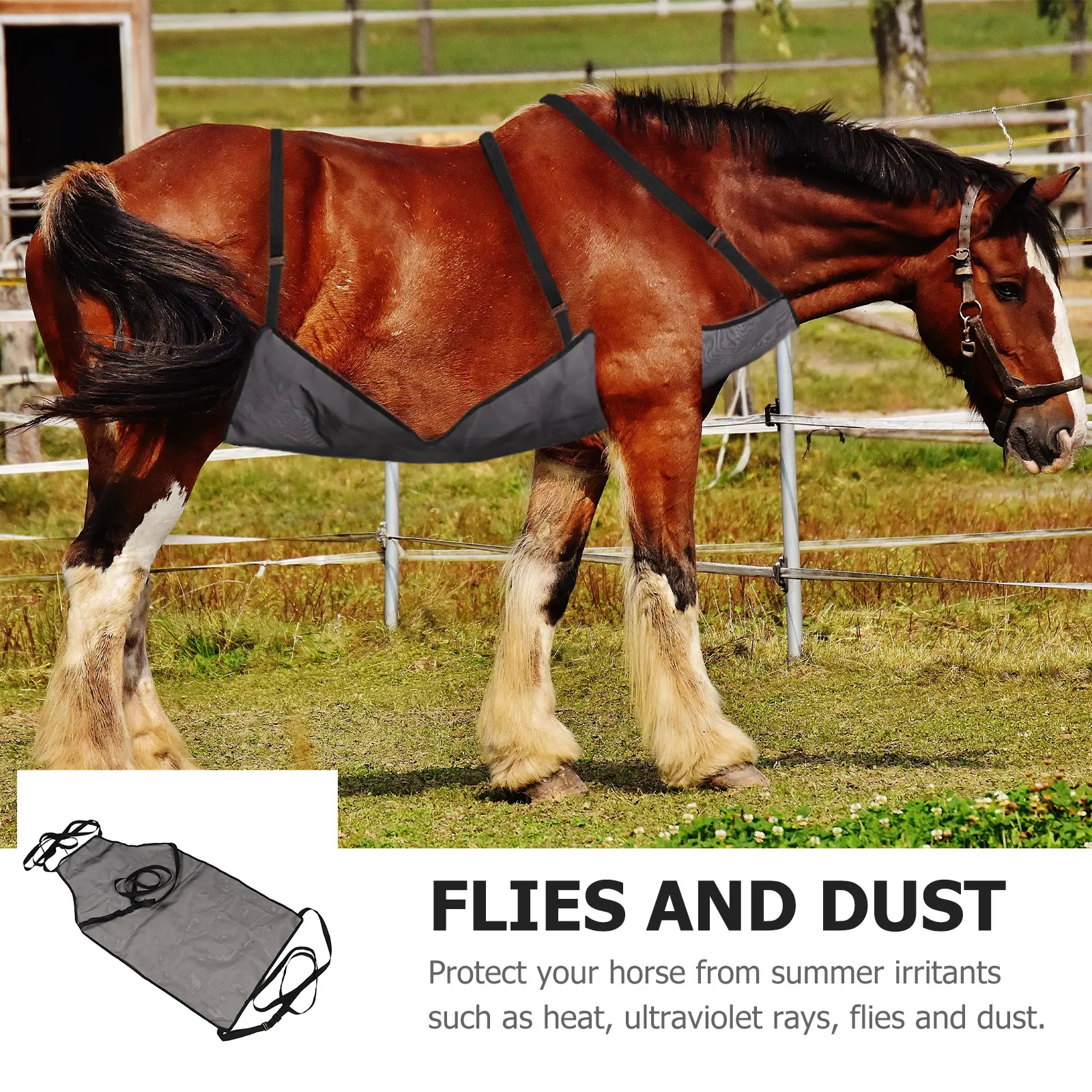 

Horse Belly Protection Cover Abdomen Net Adult Horses Fly Sheet Uv Mesh Adjustable Safe Environmental
