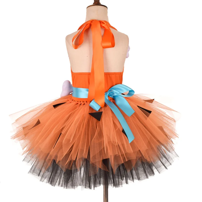 Flintstones Bone Costume Kids Girl Halloween Party Dresses Green St. Patrick\'s Day Cartoon Tutu Dress Children Carnival Clothes