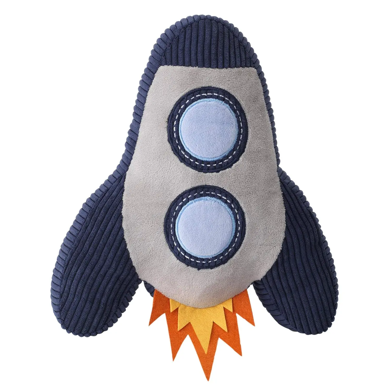 

Soft Rocket Ship Nursery Pillow, Navy Gray Orange White, Machine Washable