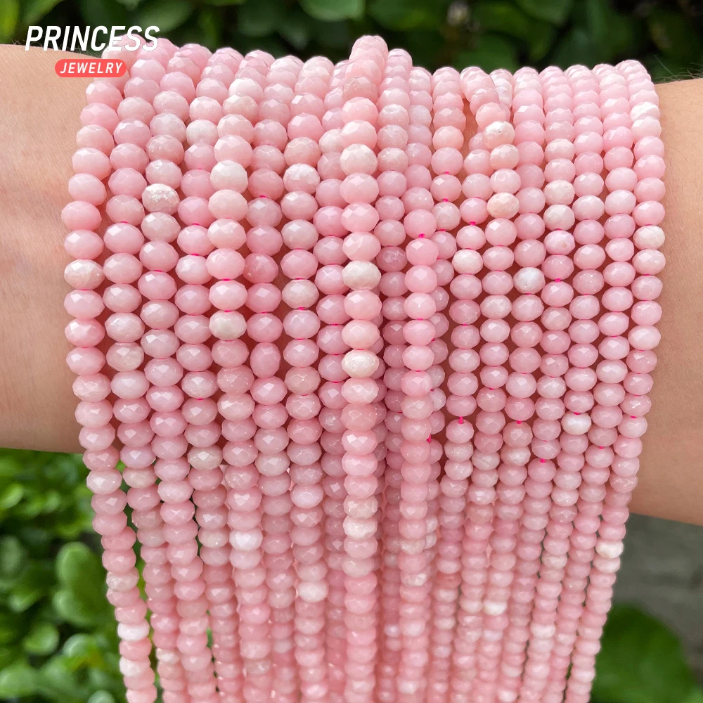 

A++ Natural Chinese Pink Opal 3*5mm Faceted Rondelle Beads Loose Gemstone Beads for Jewelry Making Bracelet DIY Accessories