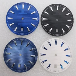 33.5mm sterile white black blue luminous watch dial fit 6 o'clock calendar NH35 movement