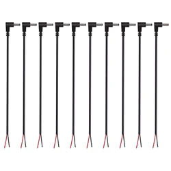 (10 Pack) Replacement 3.5mm x 1.35mm 90 Degree Right Angle DC Power Male Plug Jack to Bare Wire Open End Pigtail Power