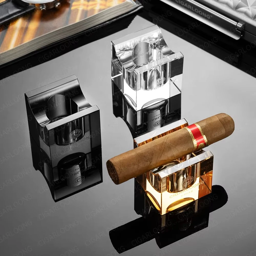 Cigar Holder Large Caliber Dedicated Slot Multi-functional Flat and Upright Glass Material Mini Portable for Travel Office
