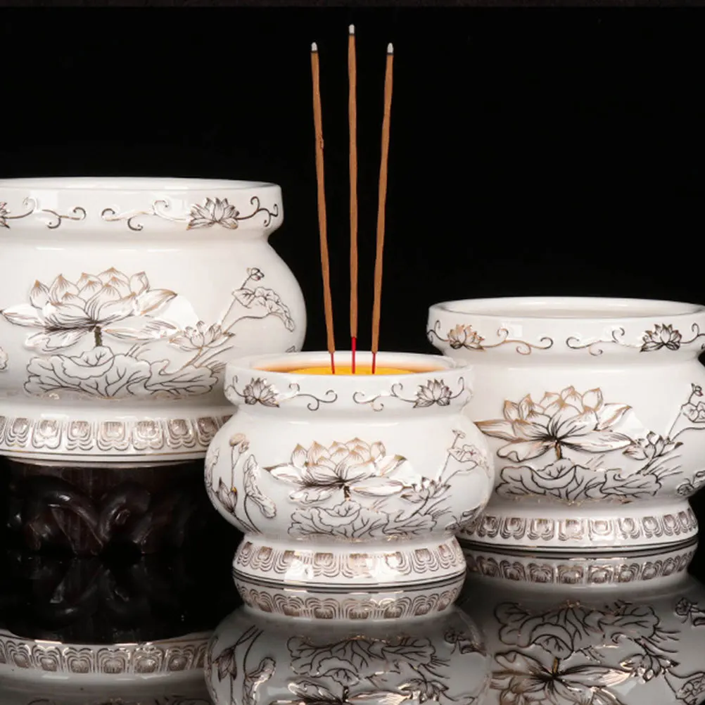 Keramik-Räuchergefäß, Retro-Buddha-Halle, rundes Räuchergefäß, Desktop-Aromatherapie-Räucherstäbchenhalter, Räucherstäbchenhalter