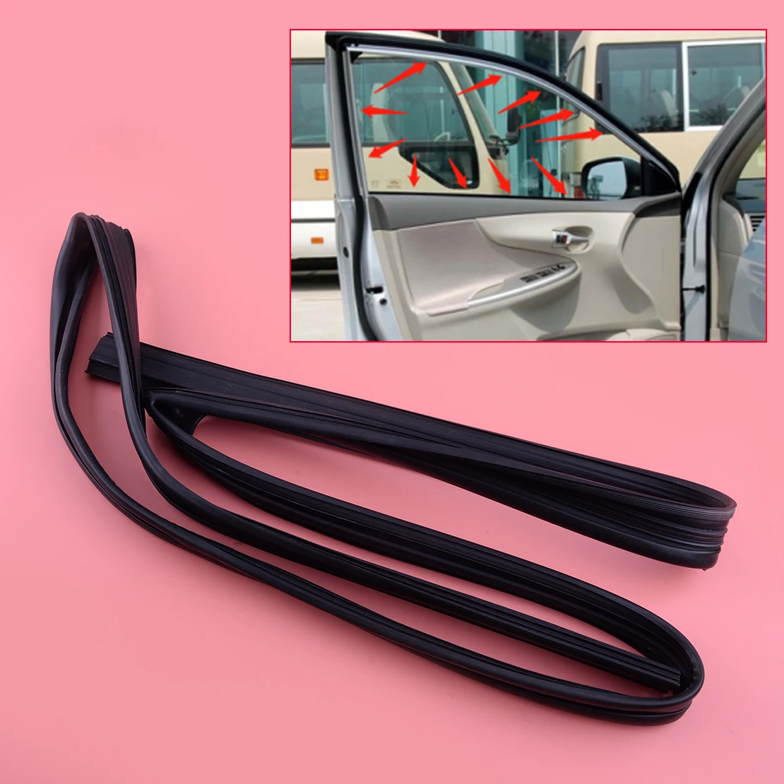 Front Left Door Glass Run Weatherstrip Seal 8151-12211 Fit for Toyota Corolla ZZE122 ZRE120 2004-2010 2011 2012 2013