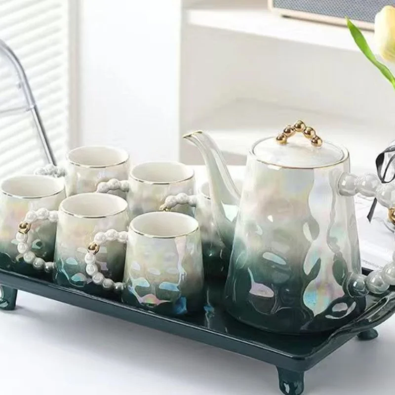 Pearl Gradient Ceramic Cup Set Six Pieces Drinkware Gift Box Home Office