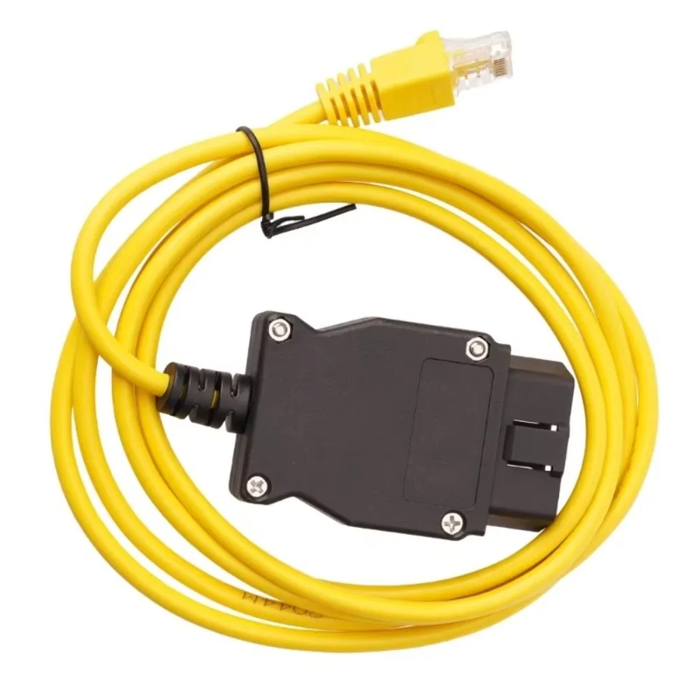 Durable RJ45 Plug OBD2 RJ45 Cable OBD 16Pin Yellow Ethernet Cable Connector ENET Diagnostic Cord For Automotive Use