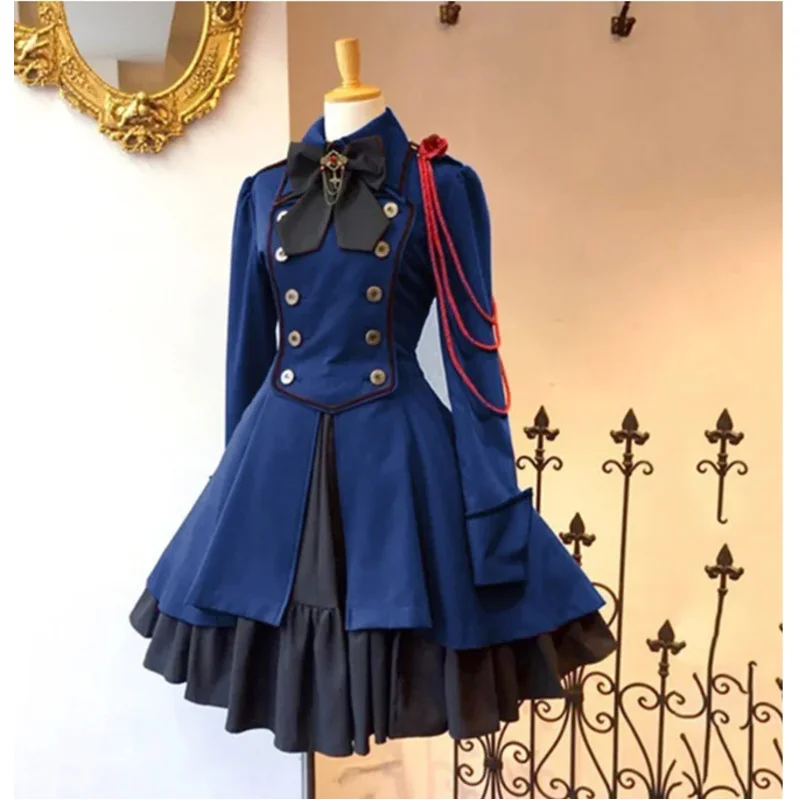 2025 ♥   Robe Lolita Vintage à manches longues, grande taille, à volants, Cosplay, gothique, bouton de cravate, à lacets, longueur aux genoux, pour Halloween, nouvelle collection ☆ ★