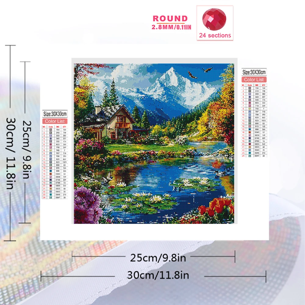 Evershine Diamond Mosaic Landscape Cross Stitch Rhinestones Painting House Full Square Drill Embroidery Mountain Home Decor