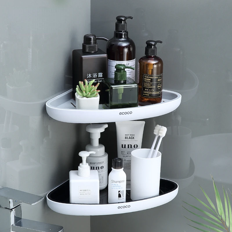 

ECOCO Triangular Corner Bathroom Shelf Wall-Mounted Storage Rack Lotions Storage Kitchen Organizer For Bathroom Accessories