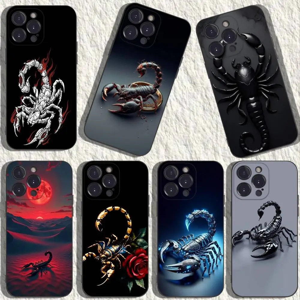 

Scorpion Cool Animal Phone Case For iPhone 17,16,15,14,13,12,11,Plus,Pro Max,XS,X,XR,SE,Mini,8,7,Soft Silicone Black Cover
