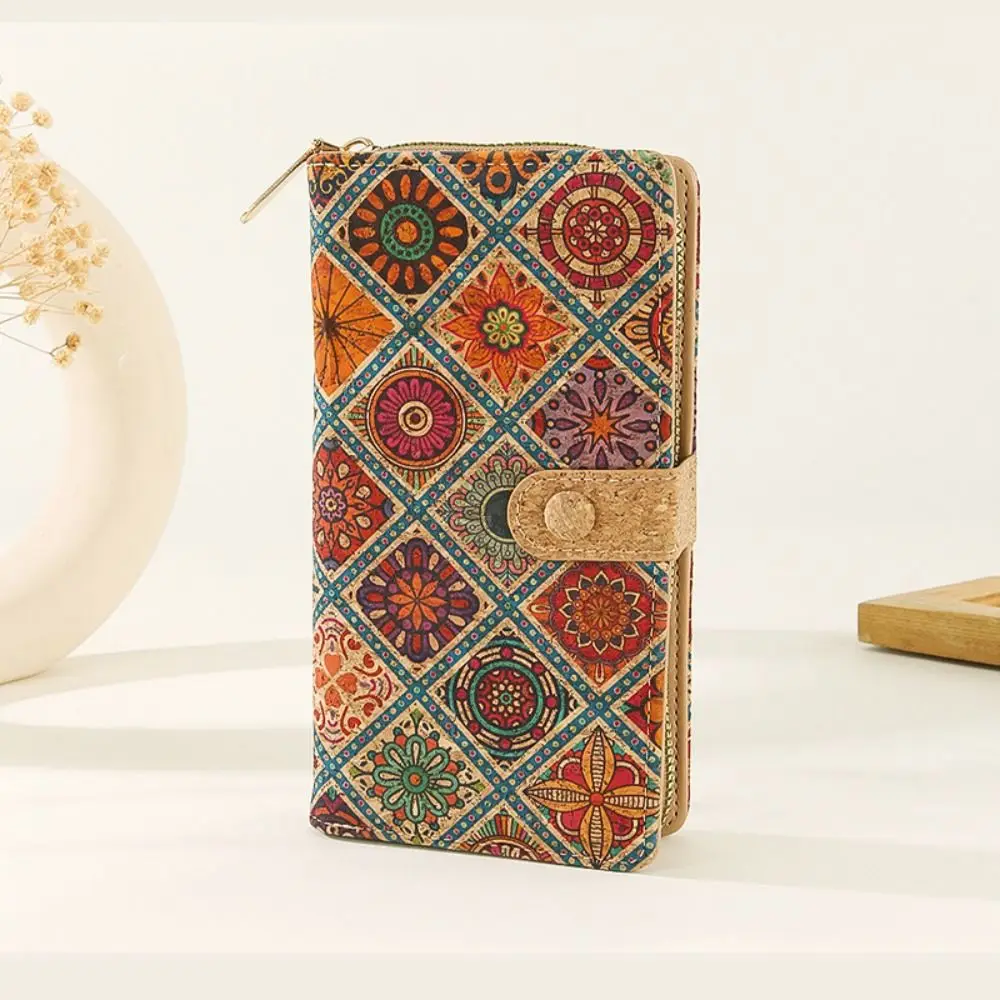 

Short Zipper Retro Printed Wallet Concealed Buckle Portable Design Multi-card Slot Purse Card Slot Wood Grain Card Holder Unisex