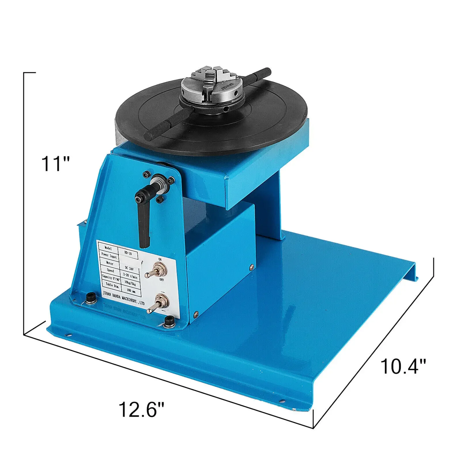 VEVOR 5/10KG Mini Semi-Automatic Rotary Welding Positioner Turntable Tilte Table 0-90º W/ 3 Jaw Lathe Chuck for Annular Welding