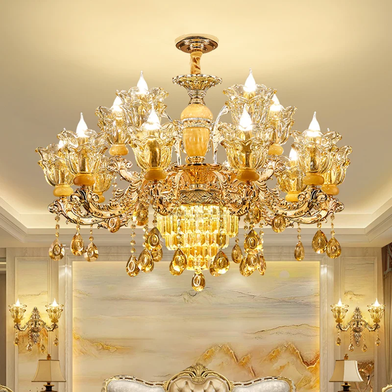 

European Crystal Chandelier High-End Livingroom Light Luxury Simple Dining Room Bedroom Candle Light Villa Hall Hotel Chandelier