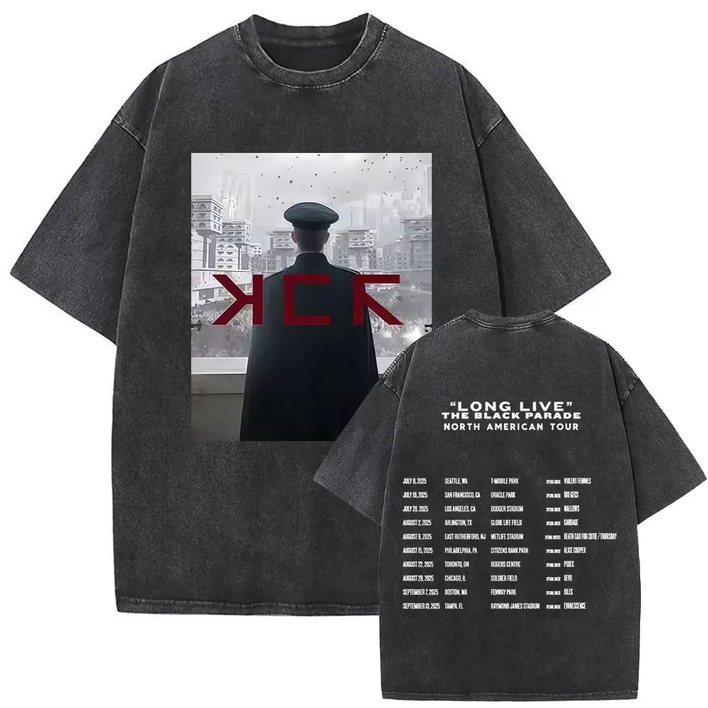 Washed Vintage Punk Emo Band My Chemical Romance South America 2026 Tour T Shirt Men Women Gothic Rock Oversized Street T-shirt