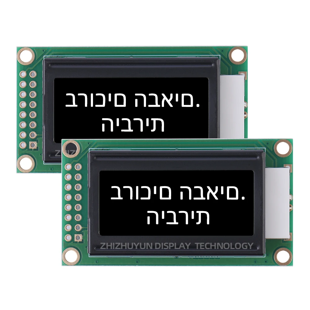 0802b hebräisches Zeichen LCD-Modul Anzeige grünes Licht 8*2 Zeichen LCD-Bildschirm Cob LCD-Modul