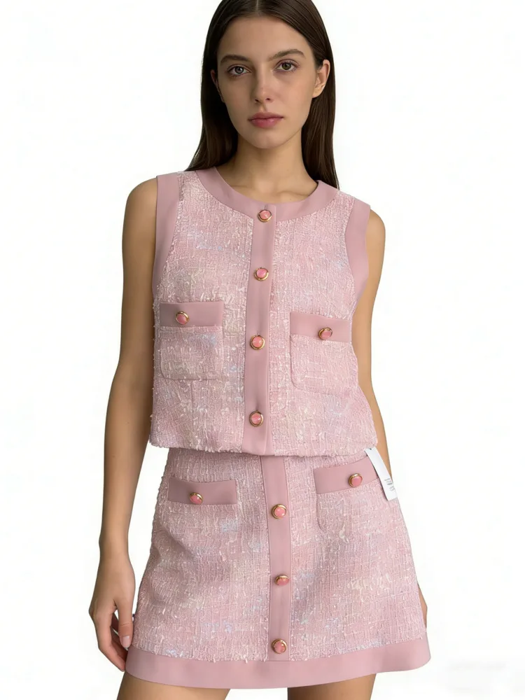 3pcs/pack Wholesale Drop Shipping Newest High Quality French Fashion Tweed Women 2 Piece Sets