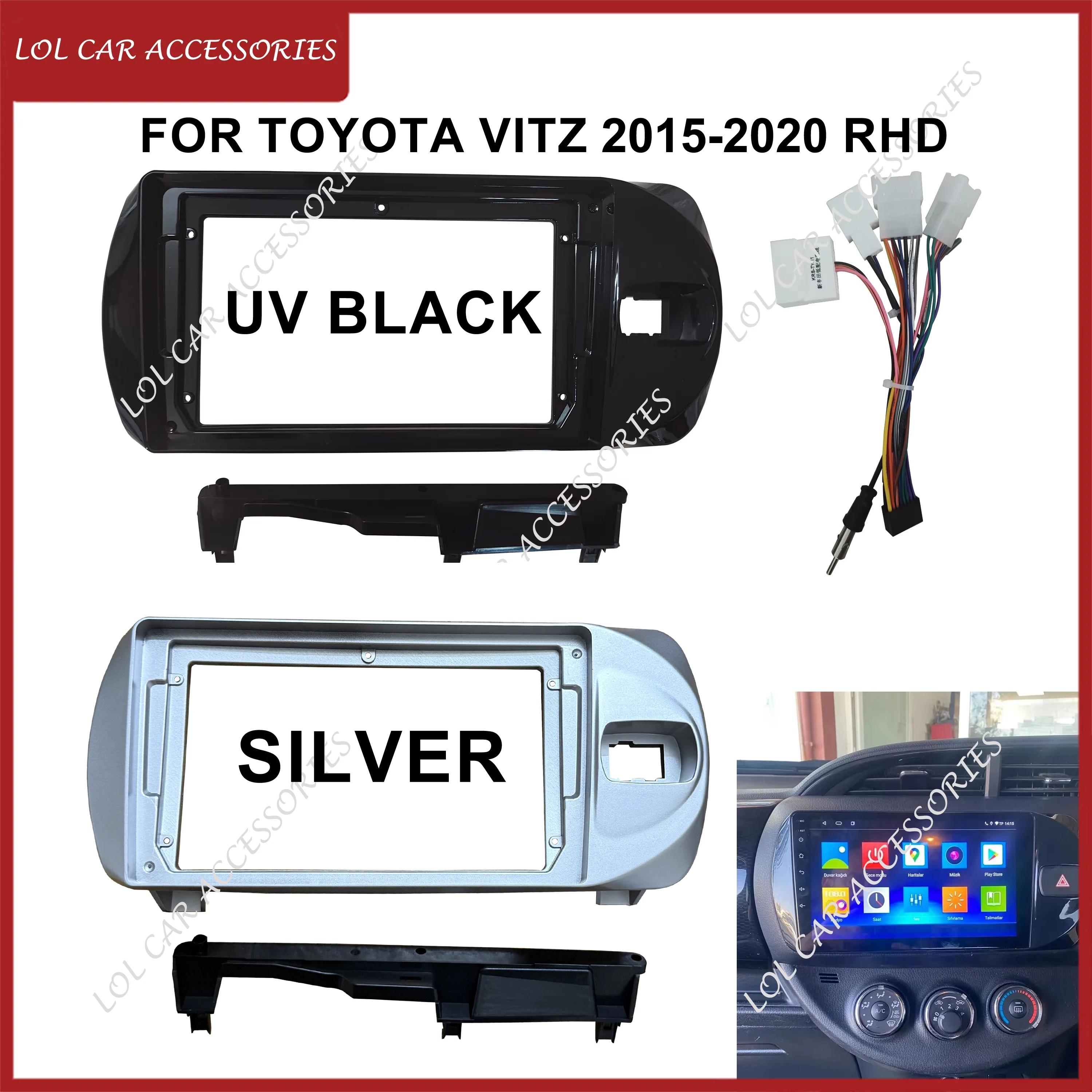 9 Inch For TOYOTA Vitz 2015-2020 RHD Car Radio Android Stereo MP5 Player Fascia Panel Frame Head Unit 2 Din Dash Cover Trim