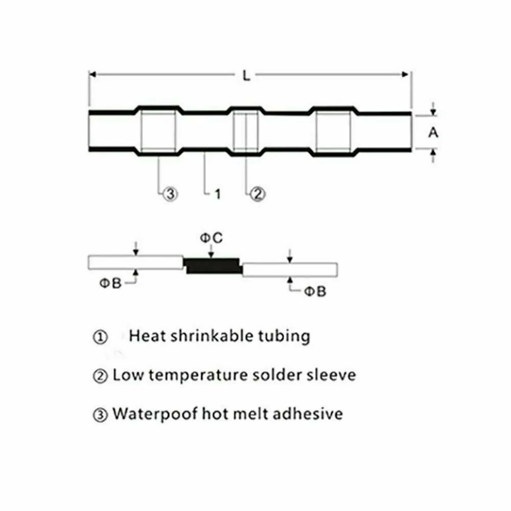 Reliable White Solder Seal Sleeve Heat Shrink Butt Connectors 100Pcs Waterproof and Dependable for Wire Connections