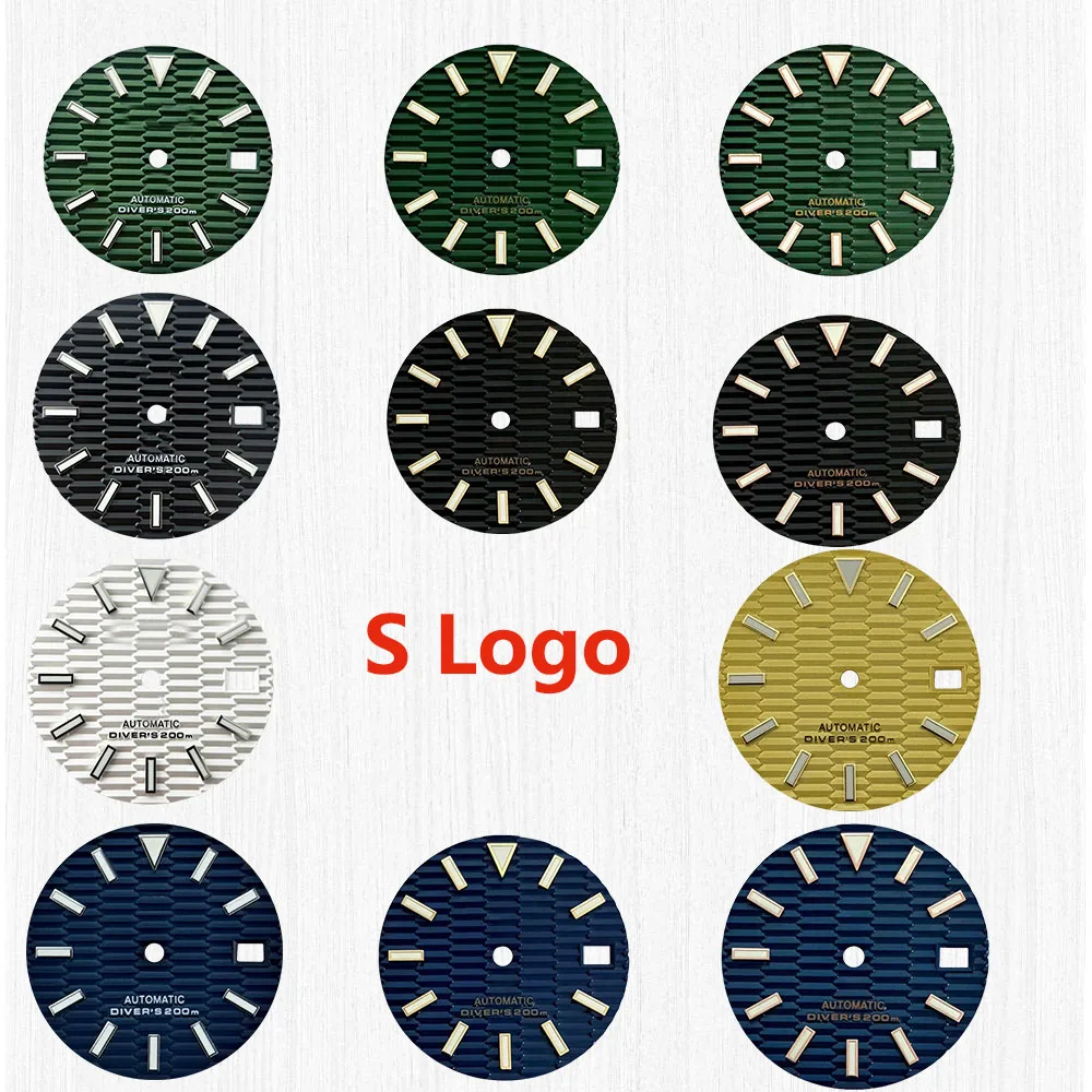 

13 Styles 28.5mm Watch Dial Green Luminous SKX007 Band Dial Suit For NH35/NH36 Movement Watch Modification Accessories