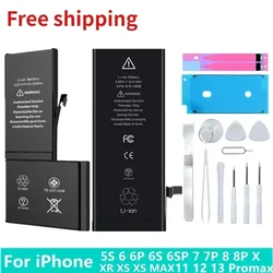 Brand New Replacement Battery for IPhone 5 6 7 8 10 S SE Plus X XR XS 11 12 13 14 Pro Max Mini for Apple with Free Tools Sticker