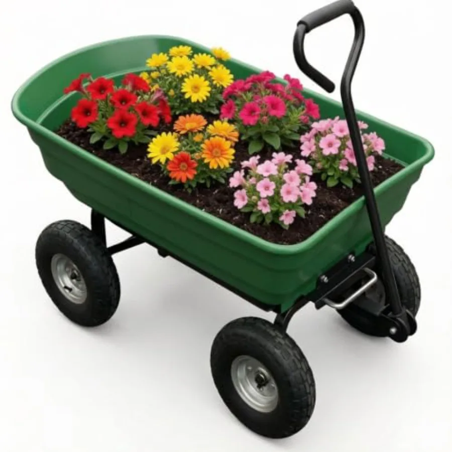 600Lb Wheelbarrow Dump Garden Cart with 4 10