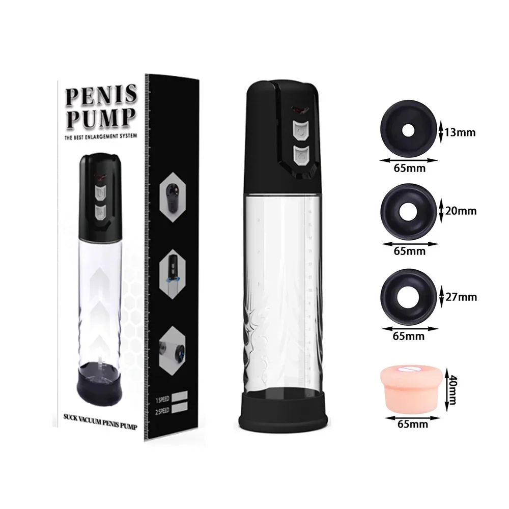 Electric Penis Vacuum Pump Stronger Negative Pressure Suction Cup Male Enlargement Tool Dick Stimulation for Men Masturbation