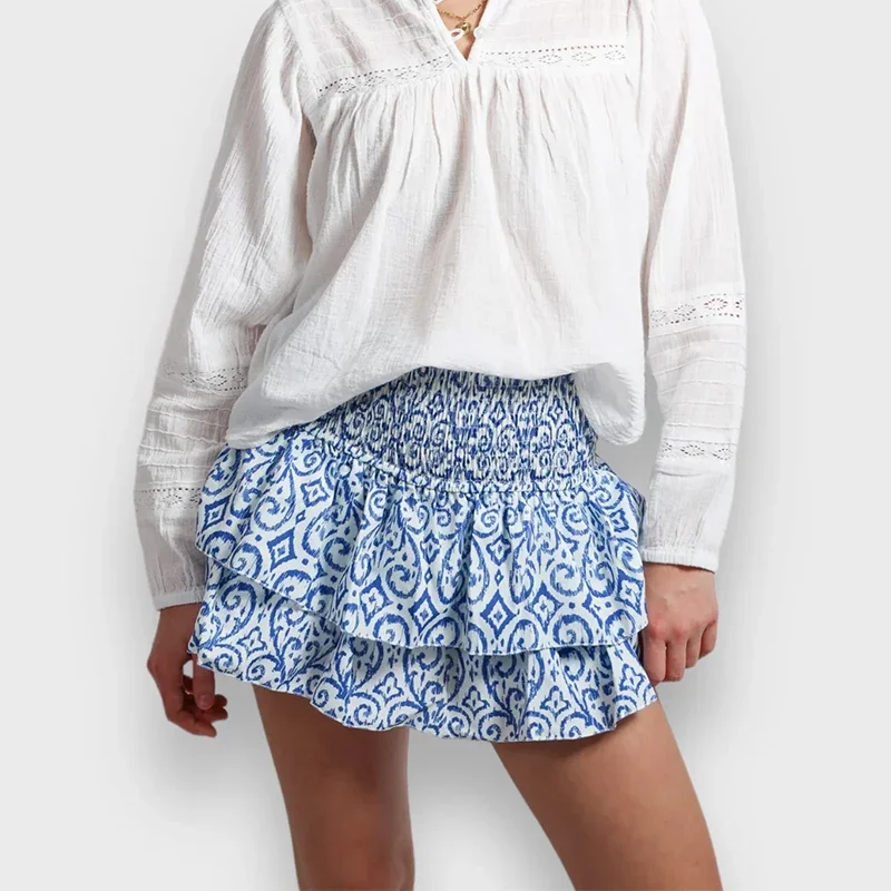 

Plaid Striped Pleated Skirts Womens Summer Beach Y2k Miniskirt For Lady Vestido De Mujer Fashion Ruffles Vintage Skirts