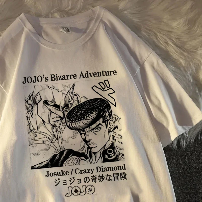 Short-sleeved Japanese Anime Jojo Bizarre Adventure Graphics Print T-shirt Casual Loose T-shirts Streetwear Female Harajuku Punk