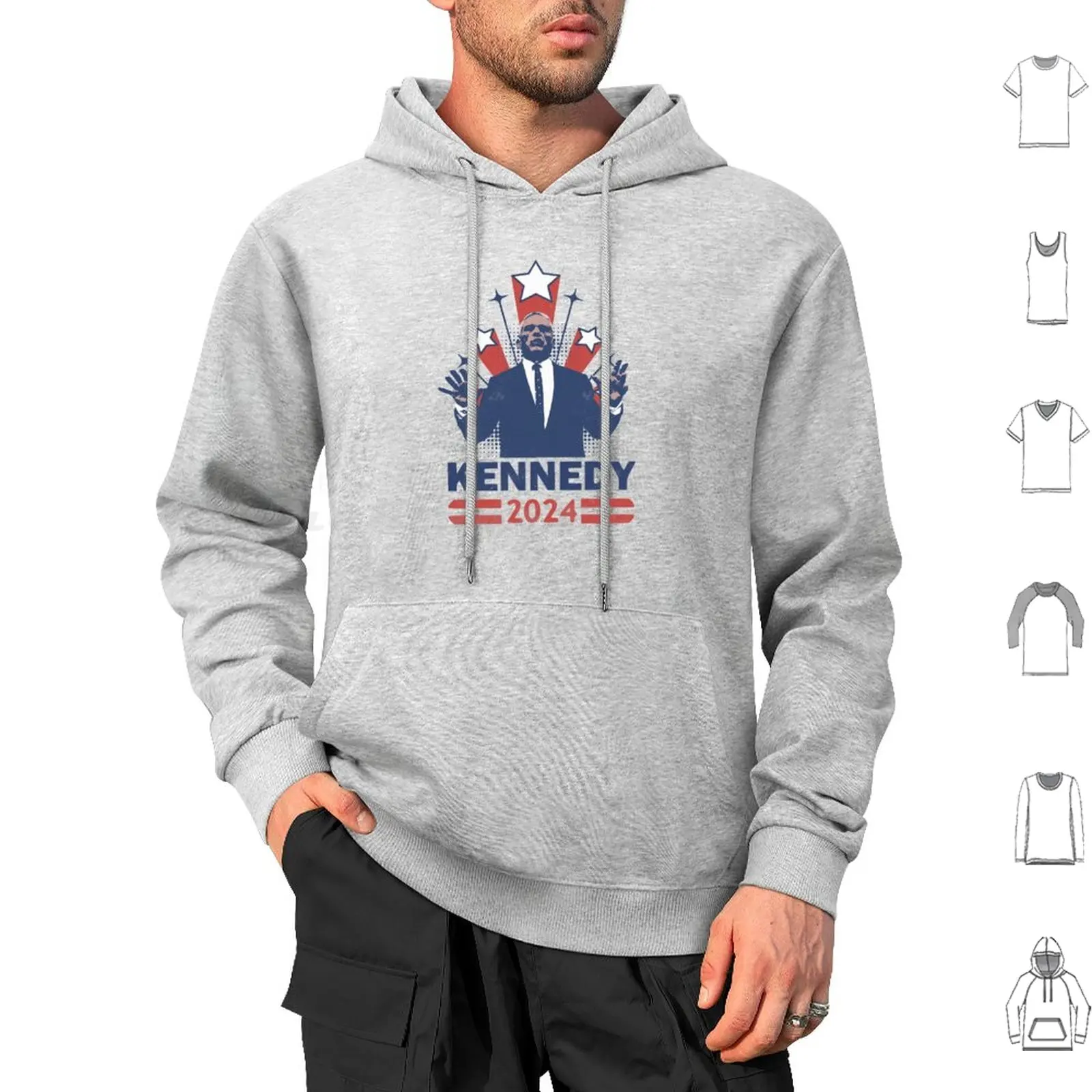 Kennedy 2024 Rfk Jr. For President Retro Stars Hoodies Long Sleeve Rfk Rfk Jr Kennedy Democrat President Election