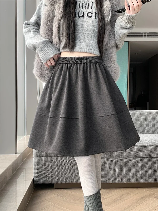 

Юбка А-силуэта с высокой талией, женская повседневная плиссированная юбка из комфортной мягкой ткани, для работы, в корейском стиле, зима 2025