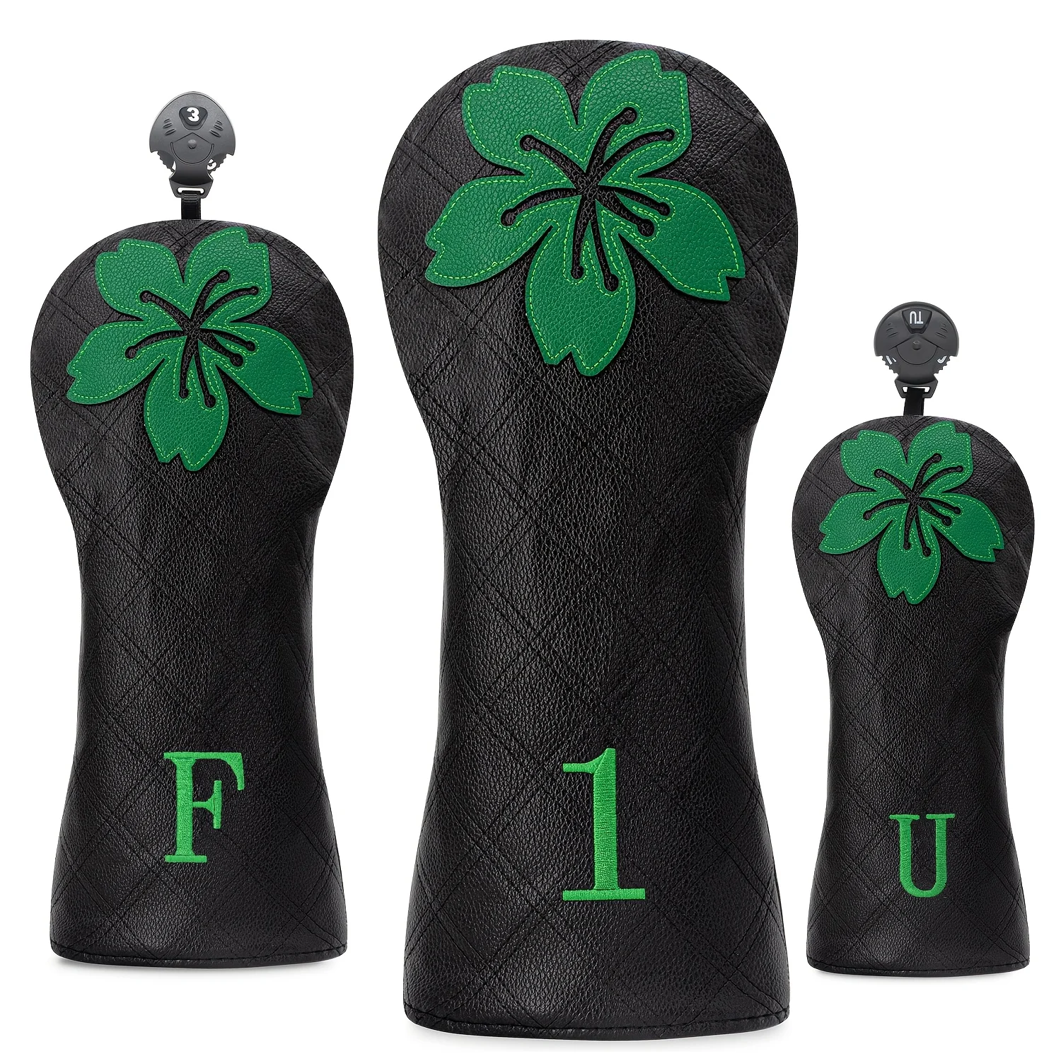 

Стильный защитный чехол для гольф-клуба с элегантным черно-зеленым дизайном четырехлистного клевера — прочный устойчивый к царапинам чехол