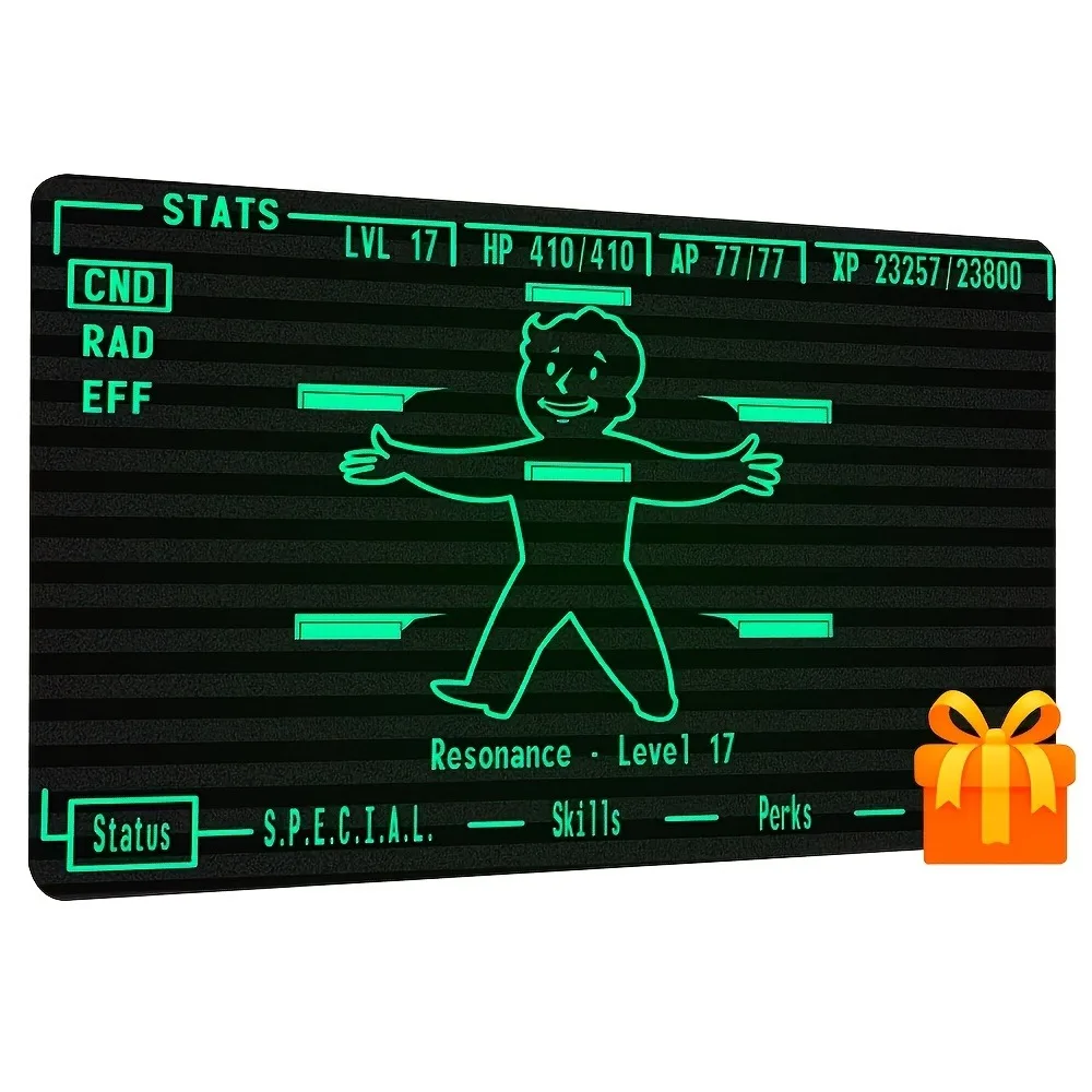 Tapete de juego Pip Boy Stats Screen para juegos de cartas TCG, tapete de goma antideslizante para escritorio, tapete grande para juegos de MTG Magic The Gathering
