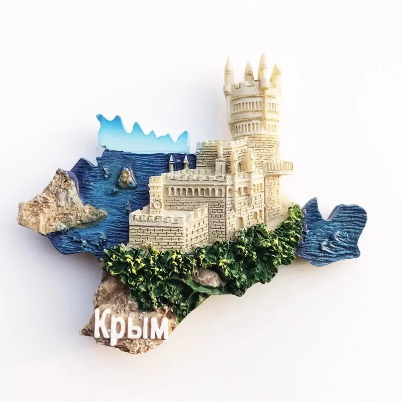 Ukraine Tourist Souvenirs Fridge Magnets Swallow Castle Mini Picture Frame Creative Home Decoration Resin Magnetic Stickers