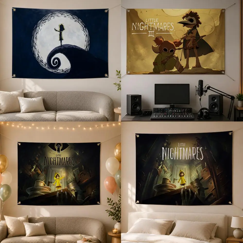 Dark Horror Little Nightmares Art Flags Wall Hanging Flag Banner for Bedroom Dorm Party Festival Camping Indoor Outdoor Decor