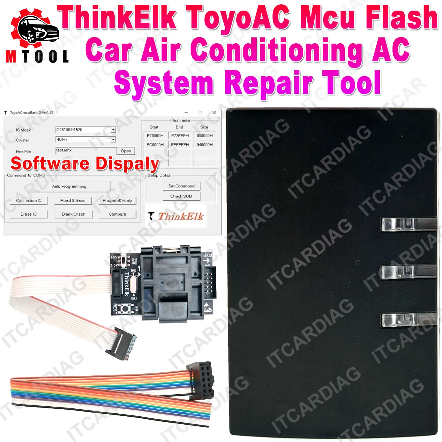 ThinkElk ToyoAC Mcu Flash Read Write 251802-1570 CPU IC Programmer for Toyota Lexus Car Air Conditioning AC System Repair Tool