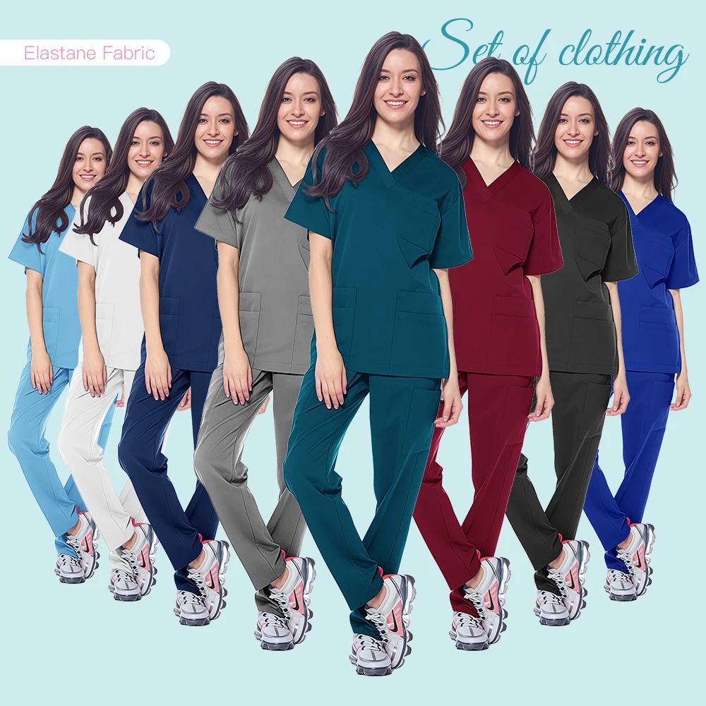

High Quality Medical Scrubs Uniform Nurse Accessories Pet Clinic Doctor Work Clothes Multicolor Anesthetist Uniforms Nurse Women