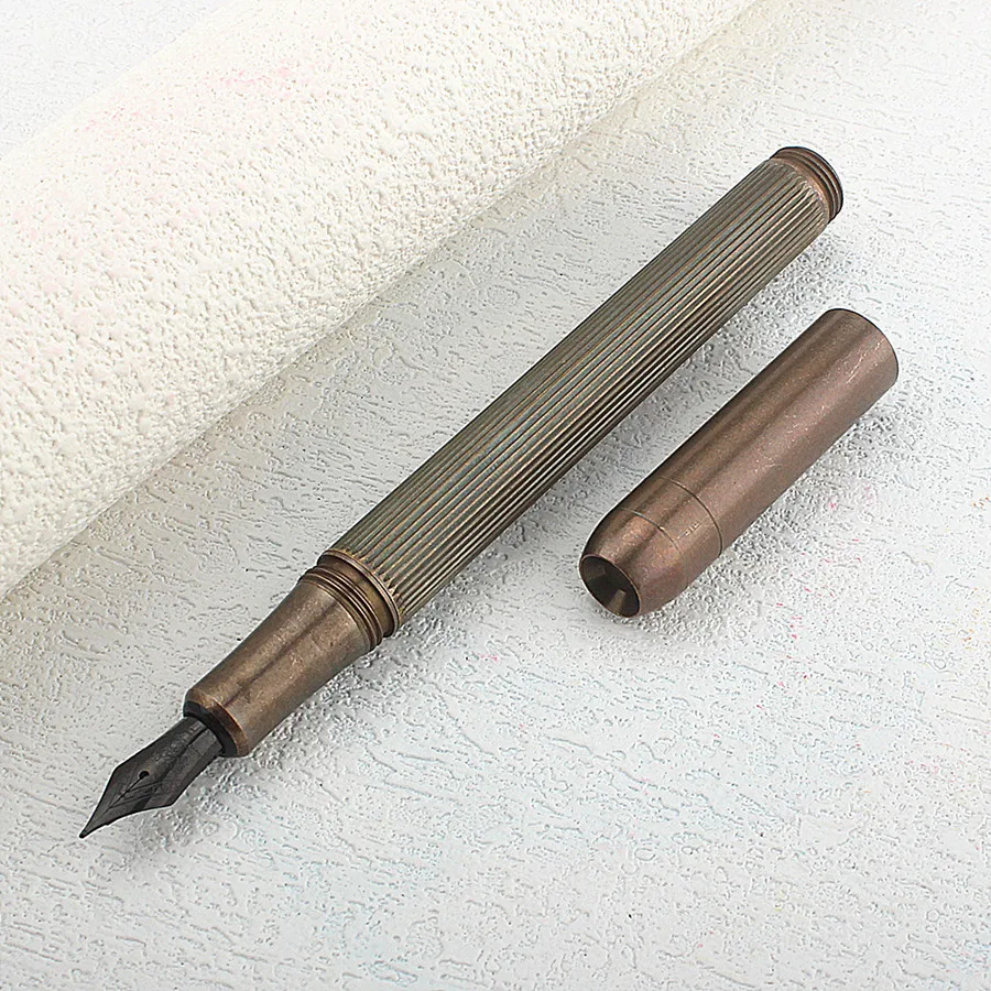 Bronze antique color Metal Fountain Pen EF F Nib Writing Ink Pen with Converter School Office Supplies Stationery