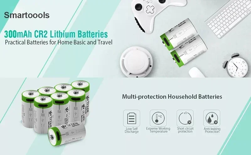 Batteria ricaricabile agli ioni di litio 3.7V CR2 300mah, fotocamera digitale, sicurezza GPS, batteria per dispositivi medici e altri dispositivi elettronici