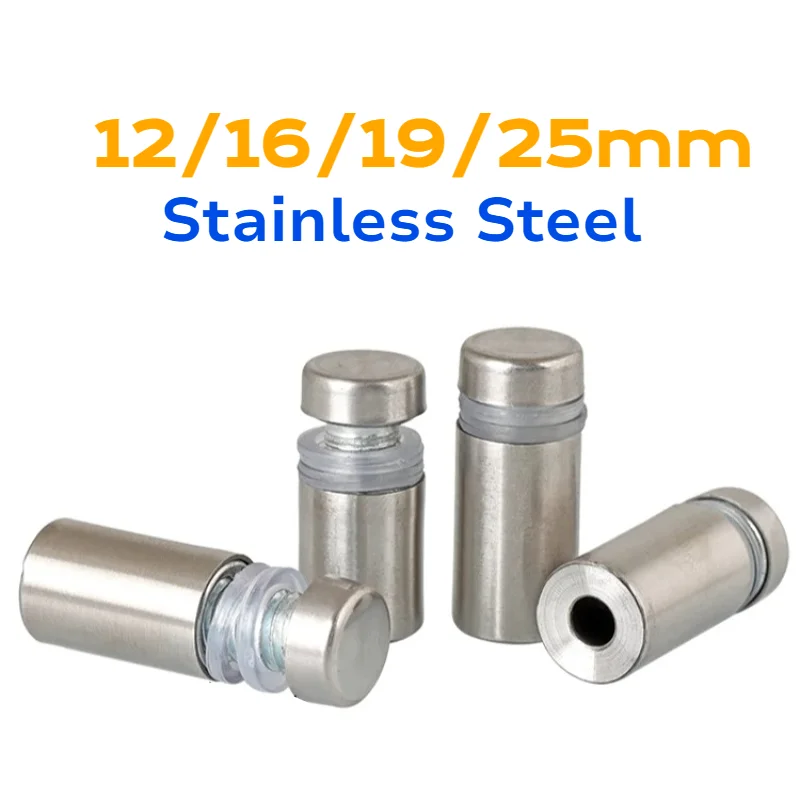 12/16/19/25mm Stainless Steel Advertising Nails for Wall Mount Glass/Acrylic Sign Standoff Fixing Screws Fasteners