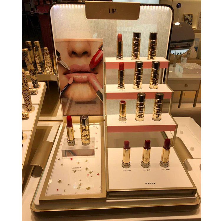 2022 New Style Counter top Acrylic Cylinder Cosmetics Lipgloss Display Rack  lipstick Makeup Displays Stand