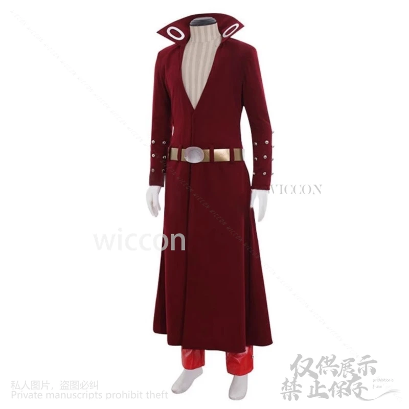 Anime The Seven Cosplay Deadly Sinss Costume Ban Fox's Sin Of Greed Long Red Deep V Coat Pants Y2K Punk Uniform Wigs Customized