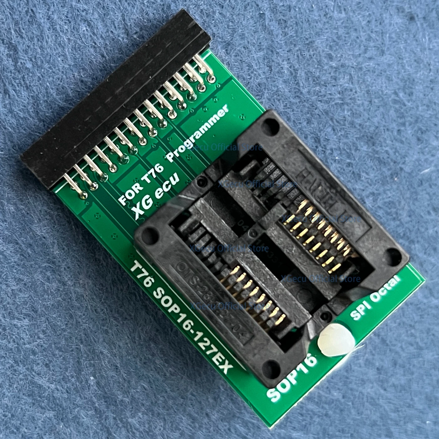 T76_SOP16_127EX XGECU High-Speed SOP16 Adapter width: 300mil  Pin spacing: 1.27mm  Compatible with all 25-series SOP16 chips