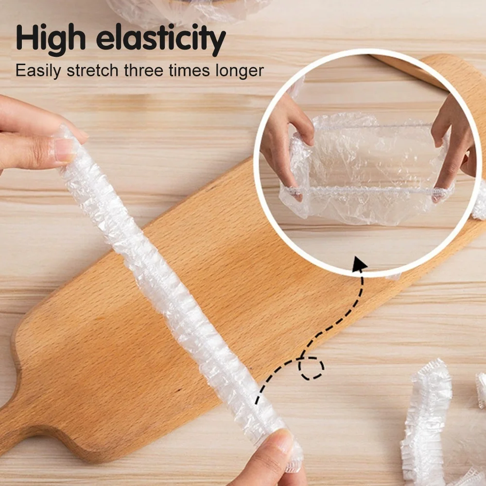 Disposable Transparent Shower Cap Reuse Disposable Food Cover Plastic Wrap Durable Elastic Food Lid For Kitchen Storage Shower