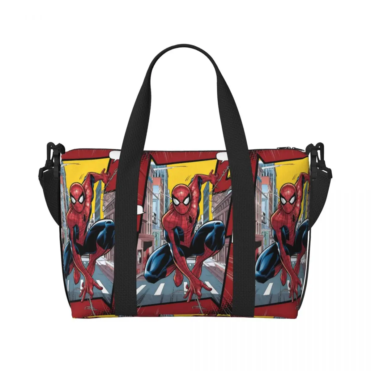 

Custom Large Spiderman Tote Bag for Women Cobweb Cartoon Printing Shopping Shoulder Gym Beach Travel Bag