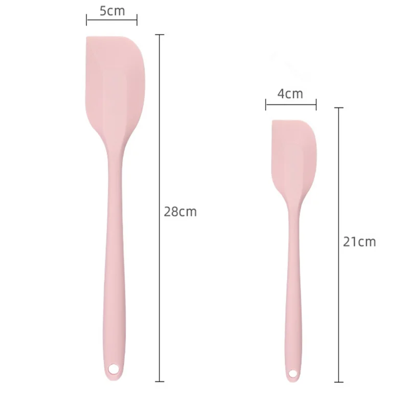 Spatule antiadhésive en Silicone rose, poignée ronde, grattoir à gâteau, crème, beurre, outils de pâtisserie, objets à haute température pour les cuisines